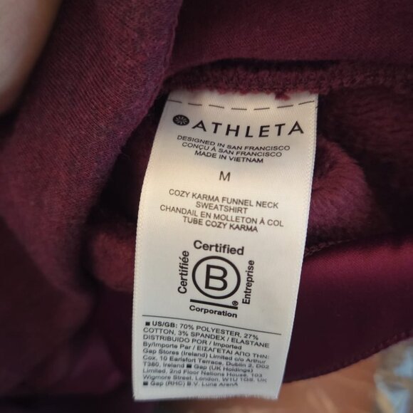 Athleta Sweatshirt M Cozy Karma Funnel Sweater Size M NWOT $129 Spiced Cabernet - Picture 5 of 7